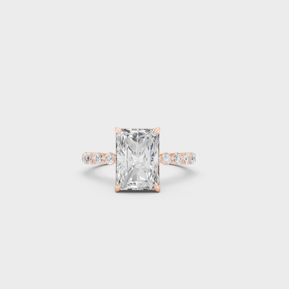 Rose Gold Luxury Radiant Diamond Wedding Ring Set