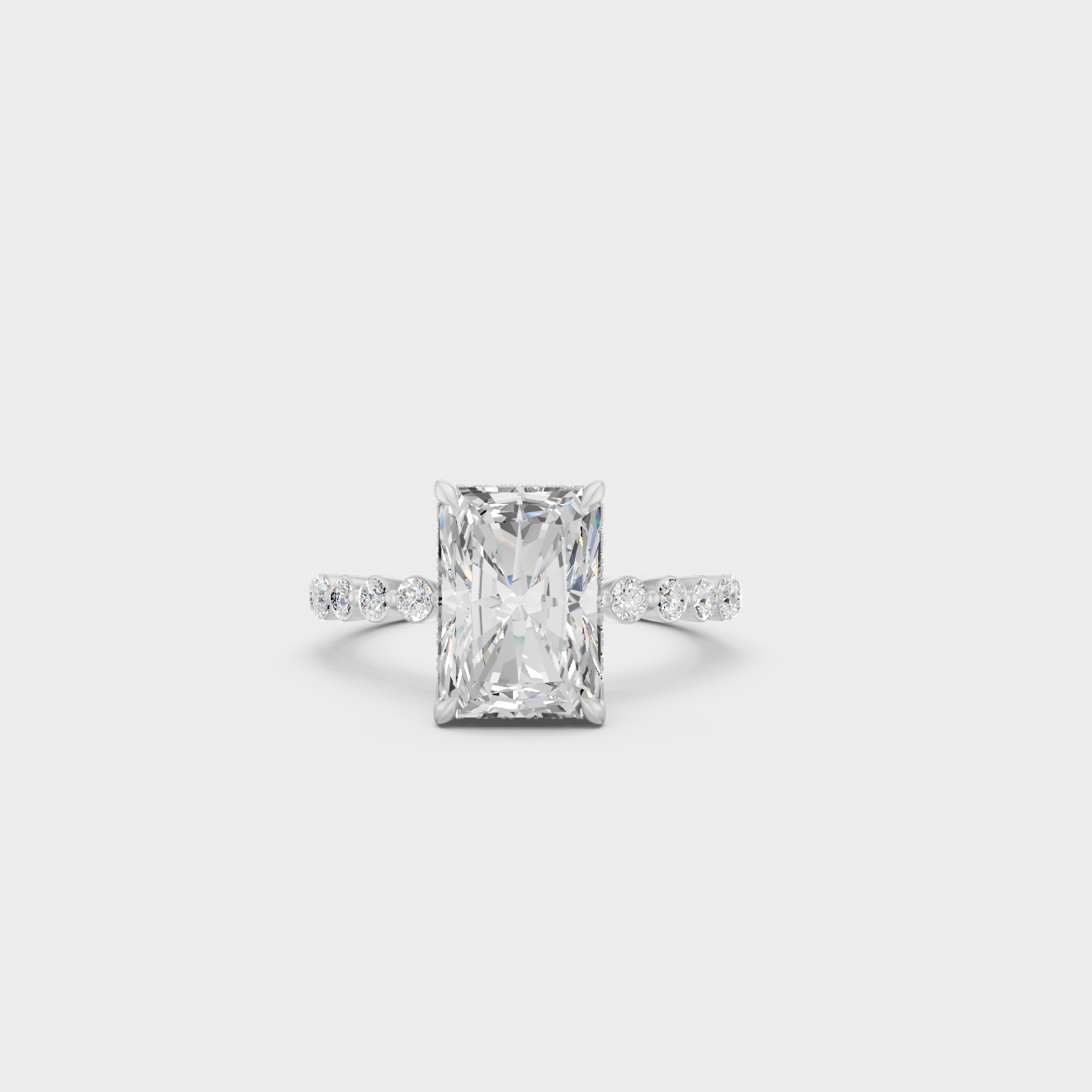 Premium Platinum Radiant Diamond Ring Set Fine Jewelry