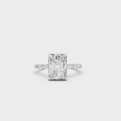 Premium Platinum Radiant Diamond Ring Set Fine Jewelry