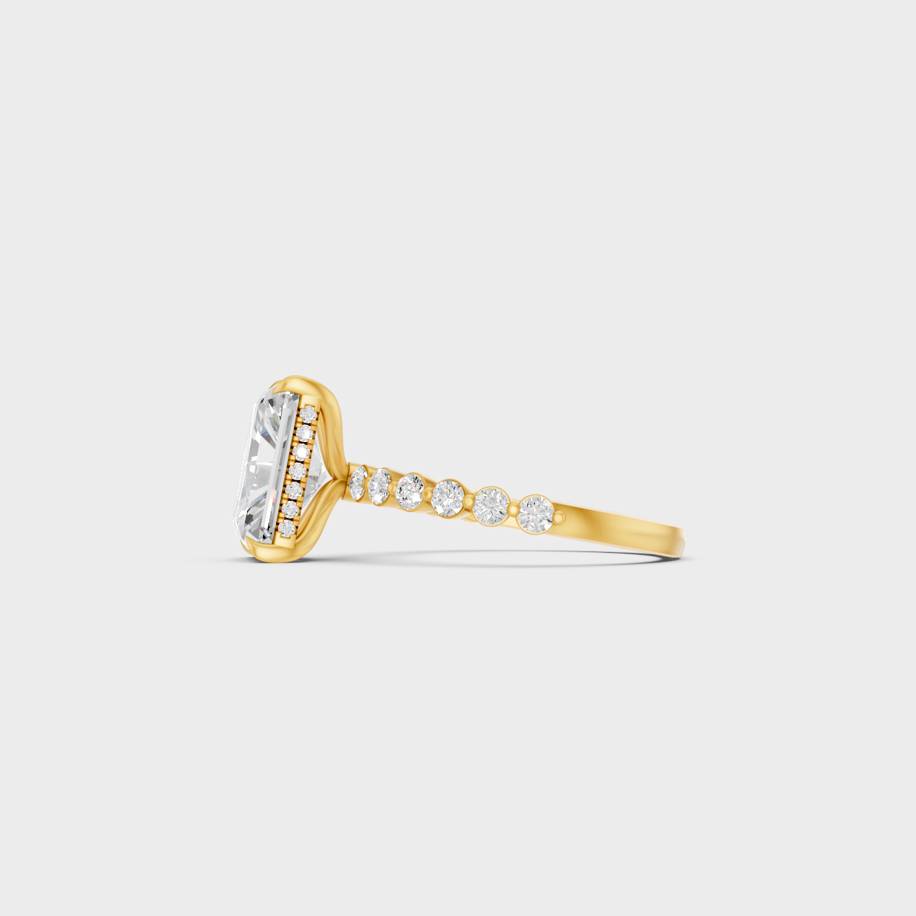 Designer Radiant Diamond Ring Set In Yellow Gold