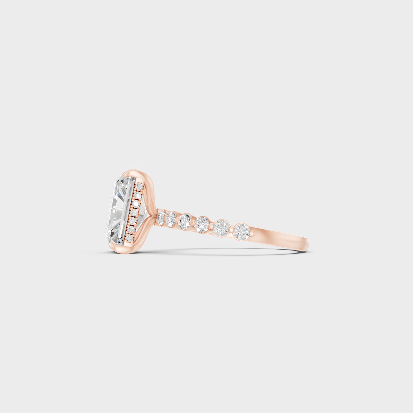 Contemporary Lab Diamond Ring Set In Rose Gold