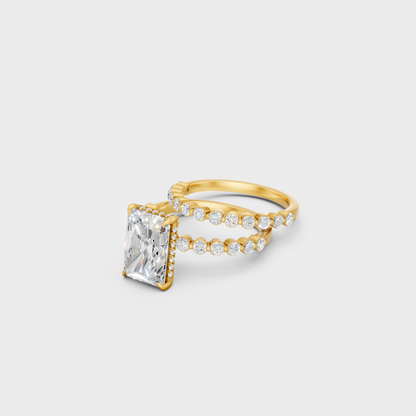 4 Ct Radiant Diamond Ring Set In Yellow Gold Fine Jewelry