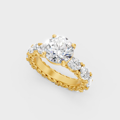 Luxury Round Oval Diamond Solitaire Ring In Yellow Gold Elegant Jewelry