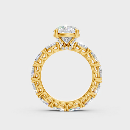 Yellow Gold Round Diamond Bridal Ring Luxury Style