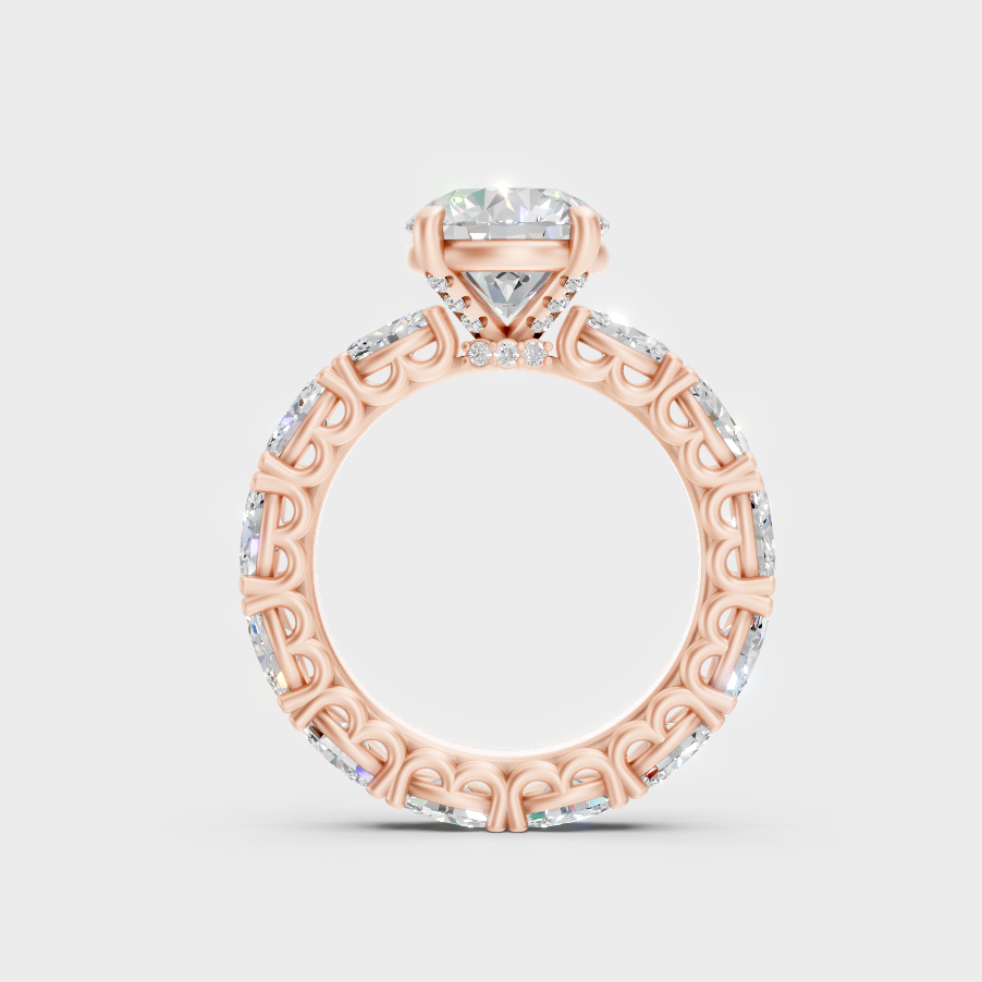 Rose Gold Luxury Round Oval Diamond Engagement Ring