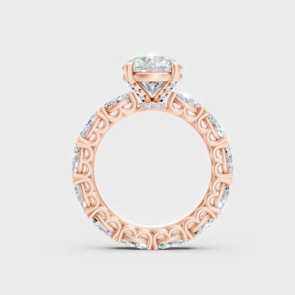 Rose Gold Luxury Round Oval Diamond Engagement Ring