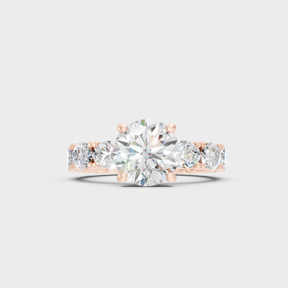 Rose Gold Round Lab Grown Diamond Ring With Oval Accents