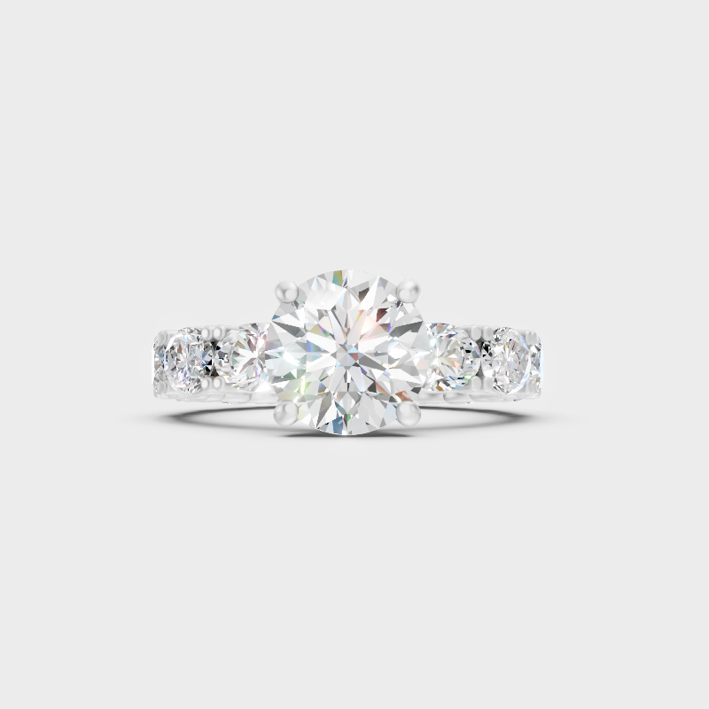 Modern Round Diamond Ring In White Gold Style