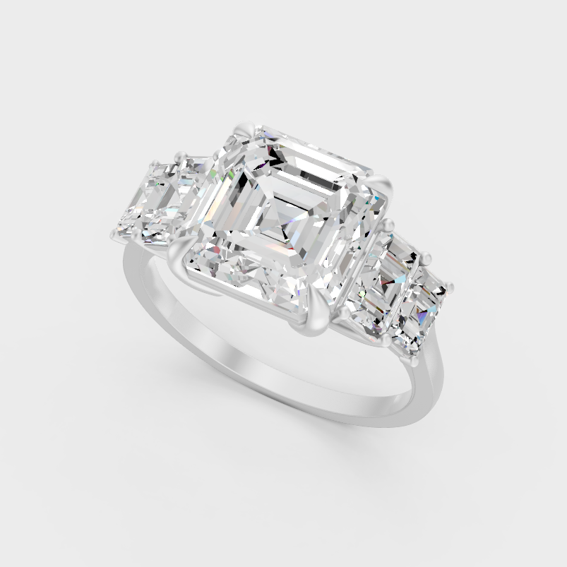 Platinum Asscher And Baguette Cut Diamond Ring Timeless Elegance