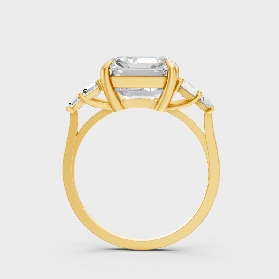 Yellow Gold Asscher Diamond Bridal Ring Luxury Style