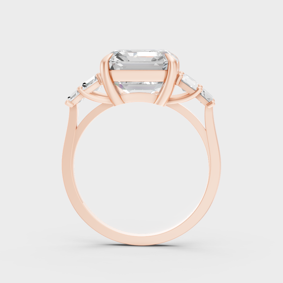 Rose Gold Luxury Asscher Diamond Engagement Jewelry