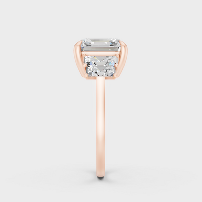 Asscher Cut Lab Diamond Solitaire Ring In Rose Gold Elegant Design