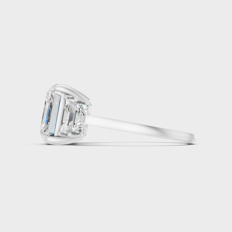 White Gold Certified Asscher Diamond Ring Elegant Design