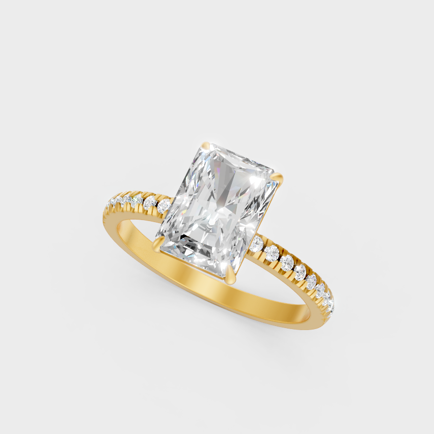 2.3 Ct Radiant Diamond Ring In Yellow Gold Fine Jewelry