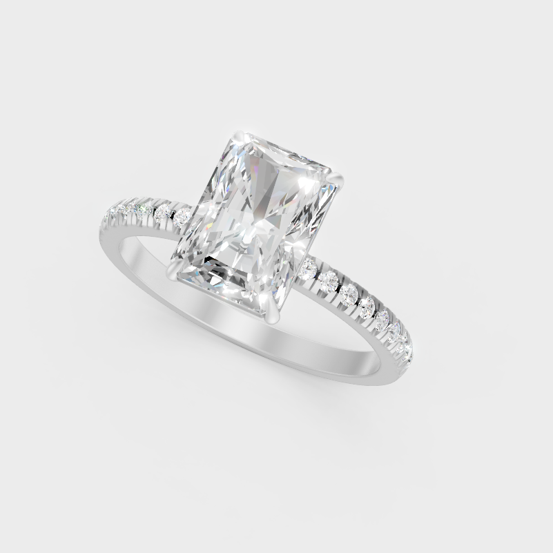 Platinum Radiant And Round Cut Diamond Ring Timeless Elegance
