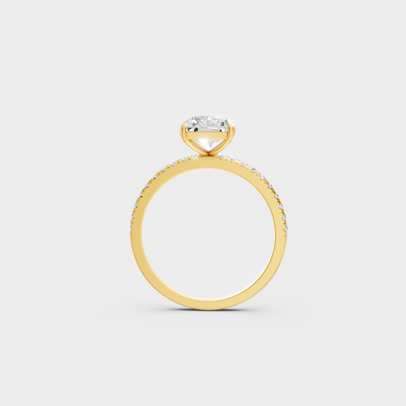 Yellow Gold Radiant Diamond Bridal Ring Luxury Style