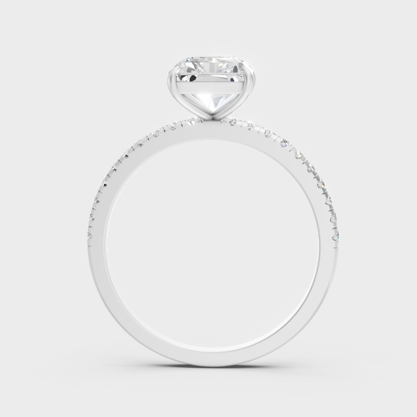 White Gold Radiant Proposal Ring With Brilliant Round Sparkle