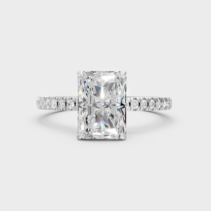 White Gold Radiant Engagement Ring With Certified Round Diamonds