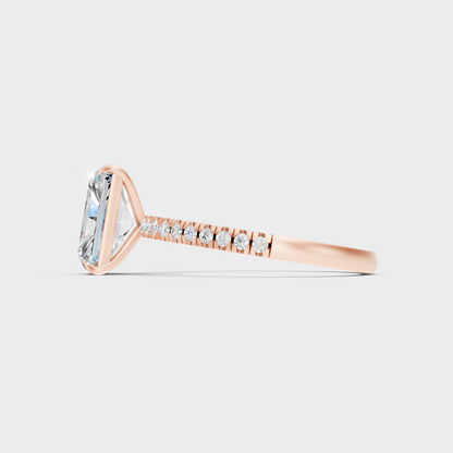Rose Gold Radiant Lab Grown Diamond Ring Elegant Luxury Style