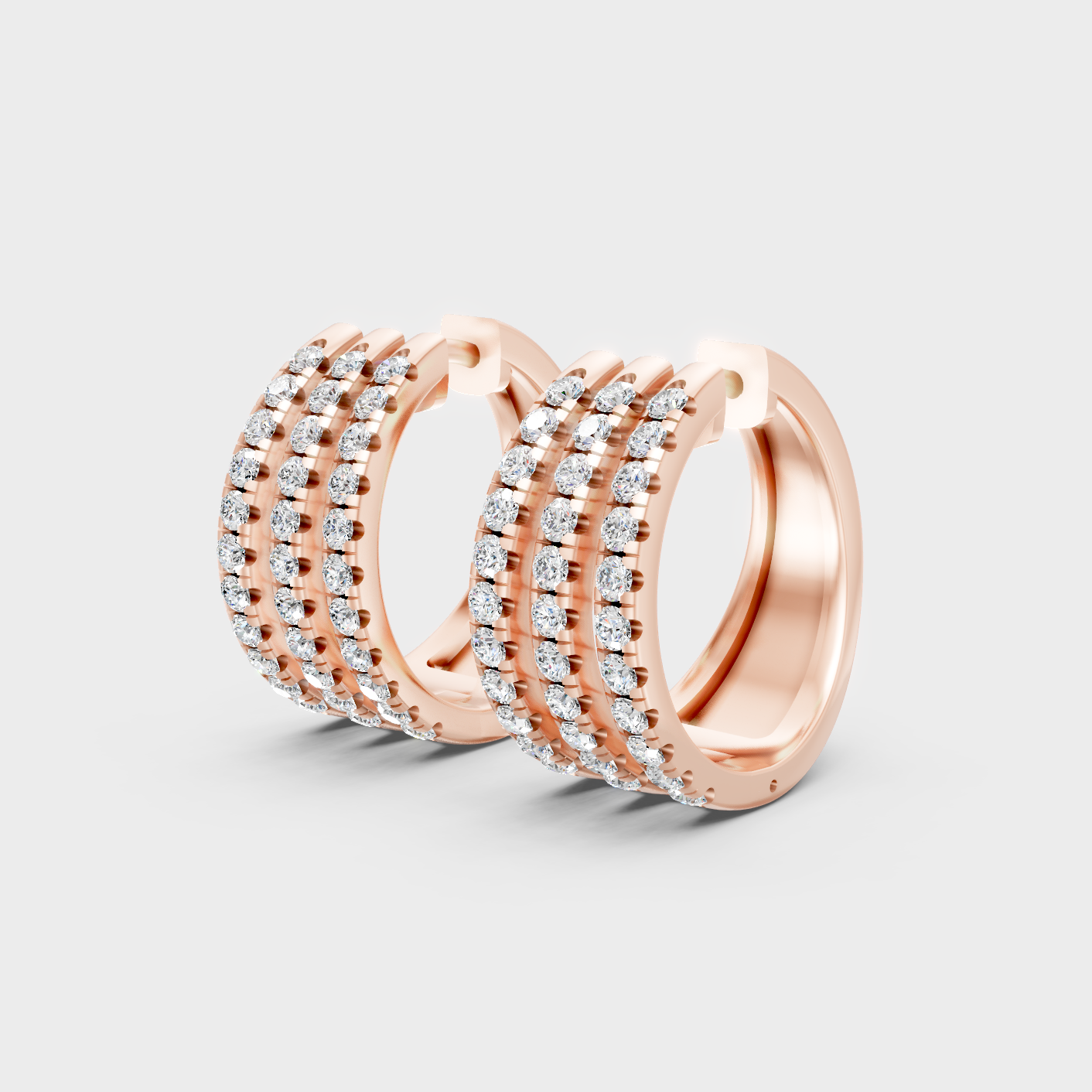 Rose Gold Round Diamond Hoop Earrings 1.98 Ct Everyday Elegant Jewelry