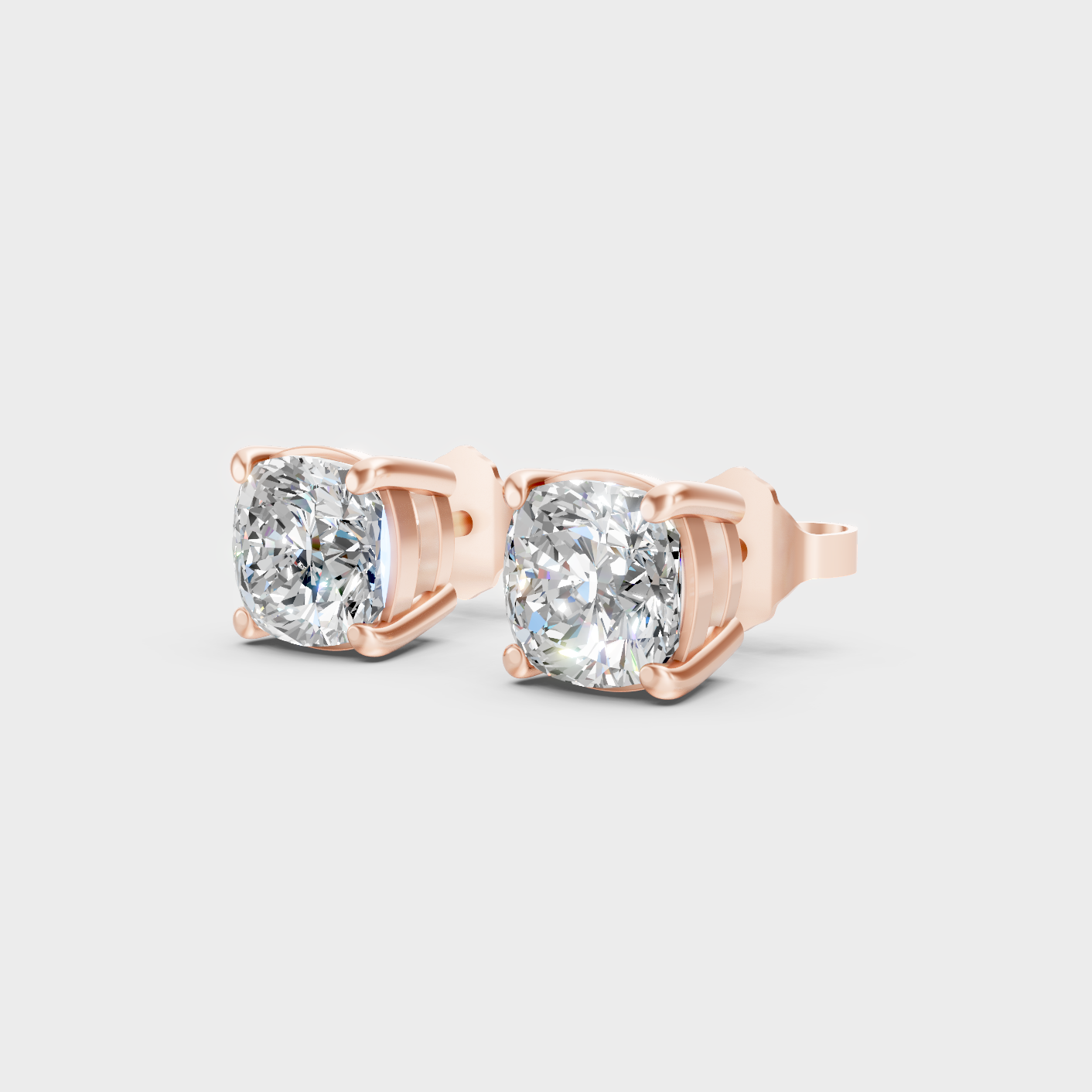 Rose Gold Cushion Diamond Stud Earrings 2 To 10 Ct Everyday Elegant Jewelry