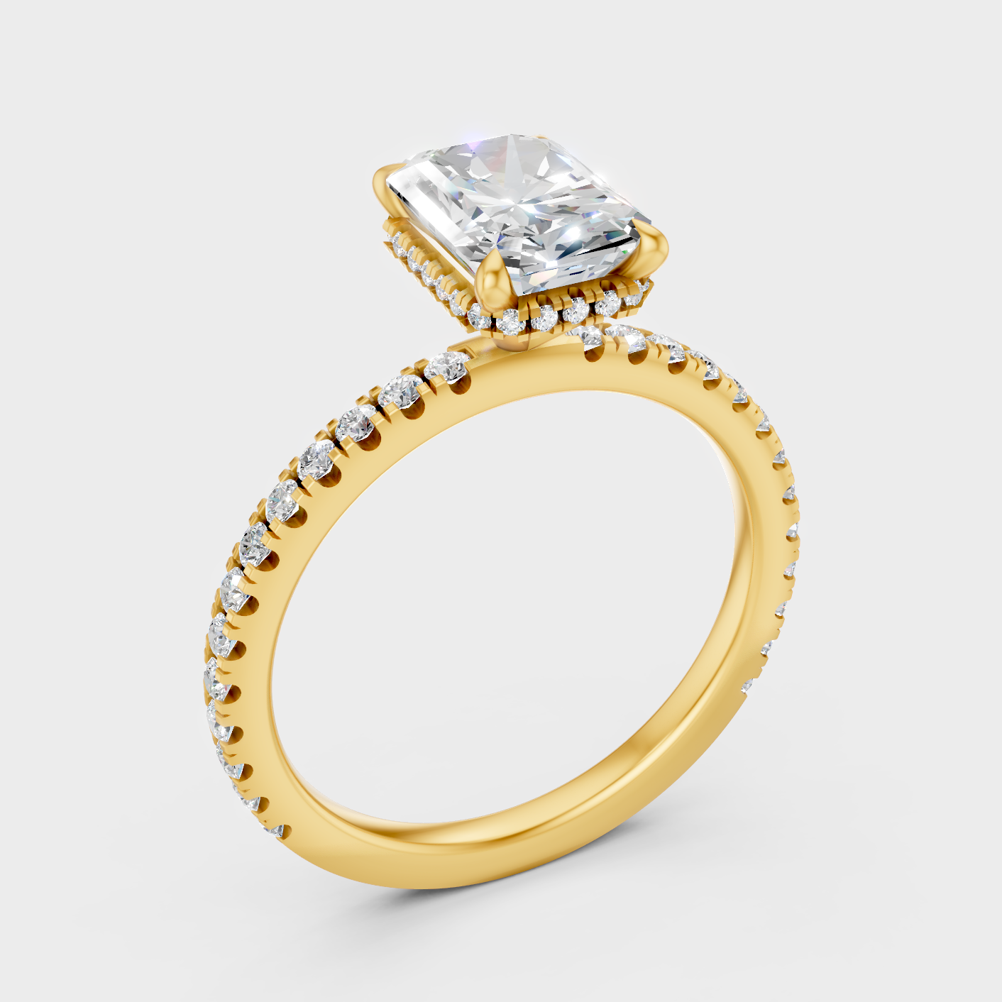 1.81 Ct Radiant Diamond Halo Ring In Yellow Gold Fine Jewelry