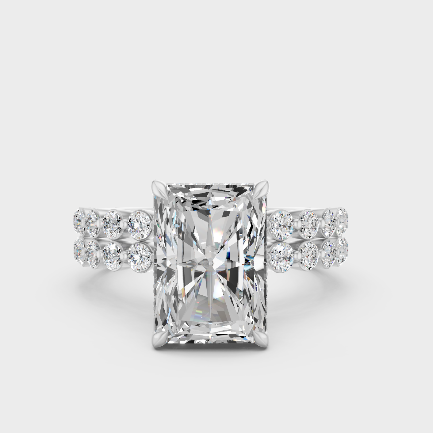 White Gold 4 Ct Lab Grown Radiant Diamond Ring Set IGI Certified Fine Jewelry