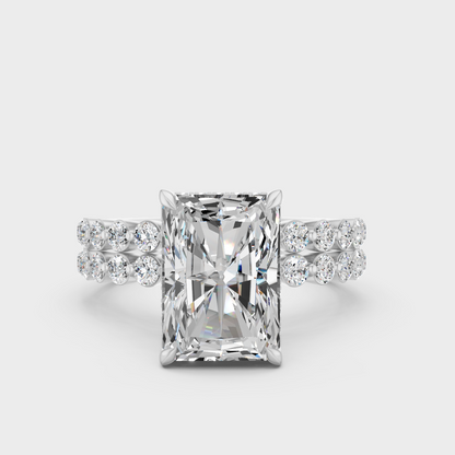 White Gold 4 Ct Lab Grown Radiant Diamond Ring Set IGI Certified Fine Jewelry