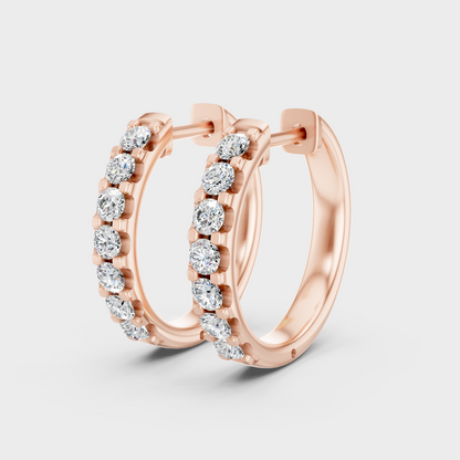 Rose Gold Round Diamond Hoop Earrings 0.70 Ct Everyday Elegant Jewelry