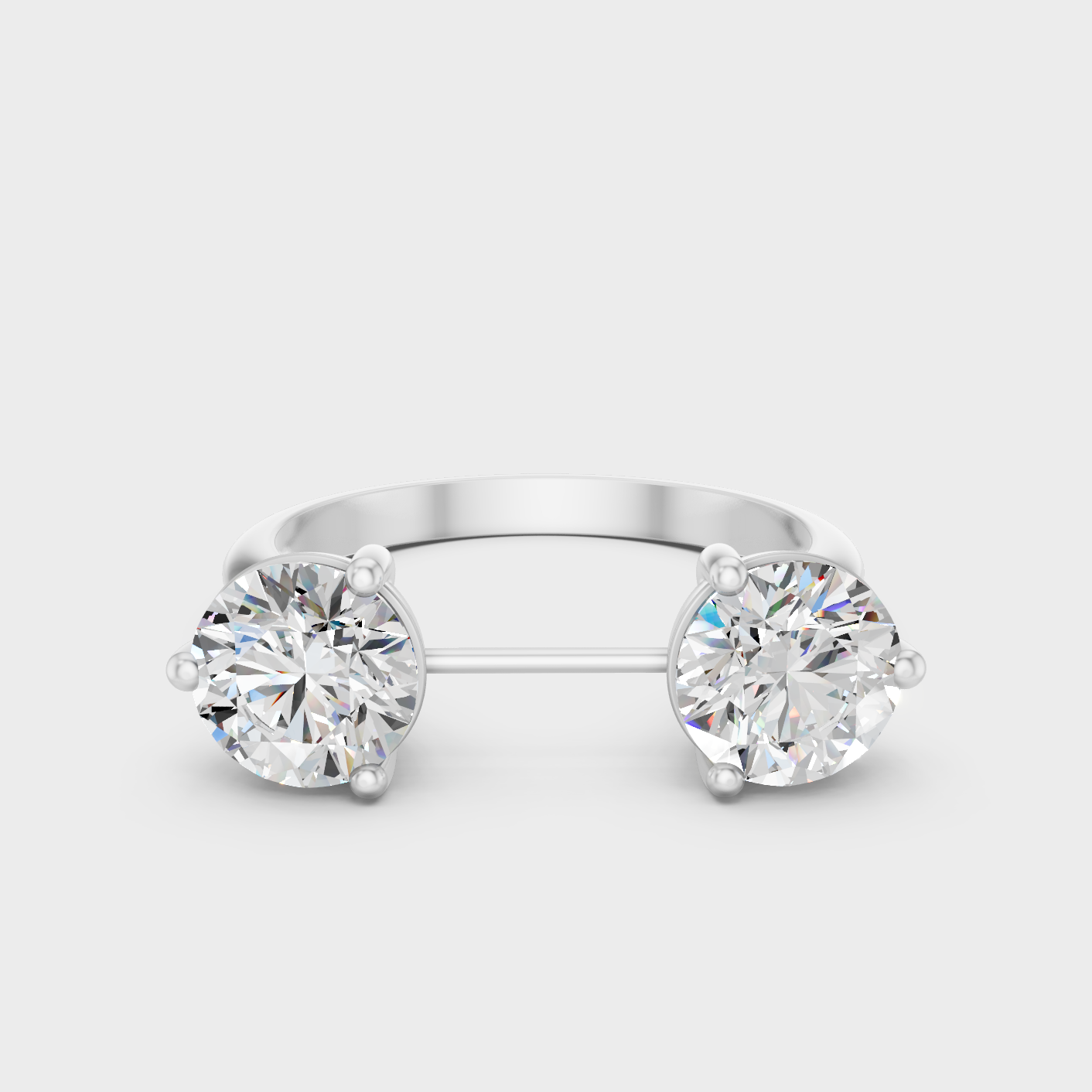White Gold 2 Carat Round-Cut Lab-Grown Three-Stone Ring