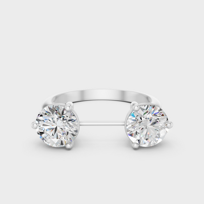 White Gold 2 Carat Round-Cut Lab-Grown Three-Stone Ring