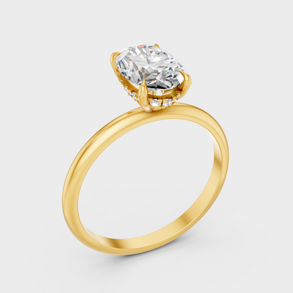 1.61 Ct Oval Diamond Hidden Halo Ring In Yellow Gold Fine Jewelry