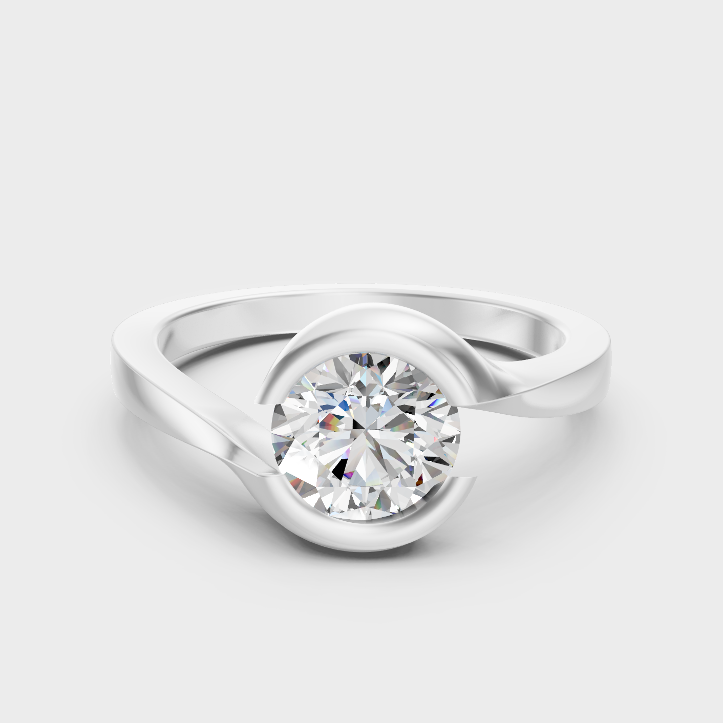 White Gold Round Engagement Ring With Certified Lab Diamond