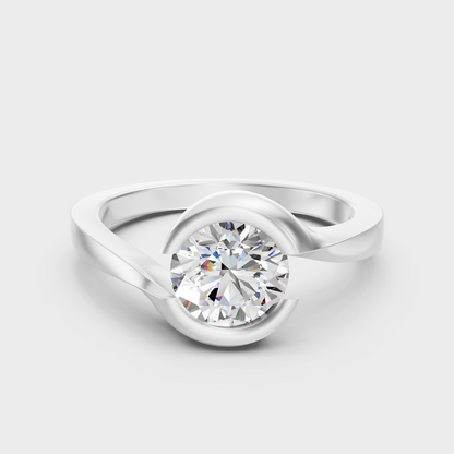 White Gold Round Engagement Ring With Certified Lab Diamond
