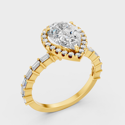 2.81 Ct Multi Shape Diamond Halo Ring In Yellow Gold Luxury Design