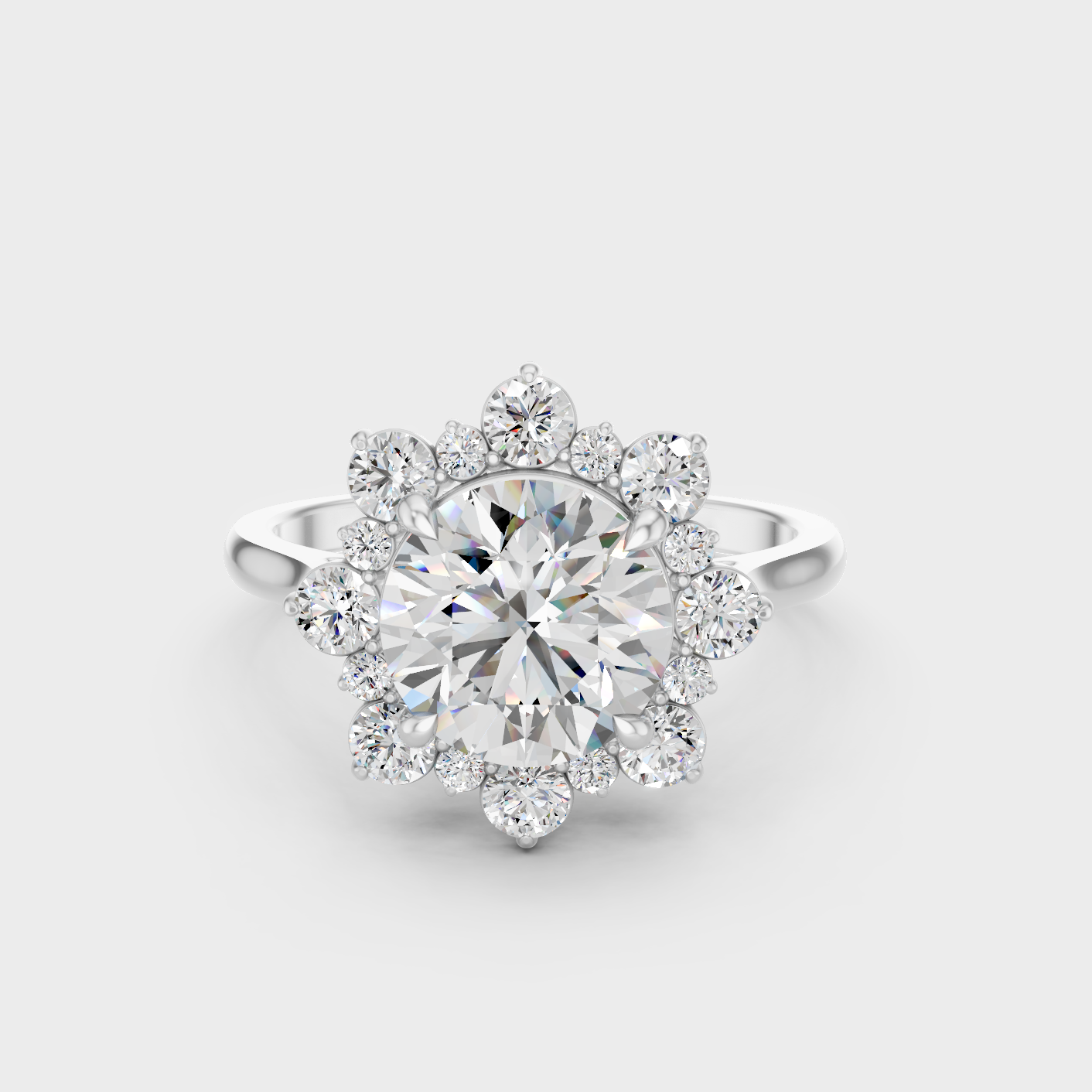 2.66 Ct Round Lab Grown Diamond Halo Ring in