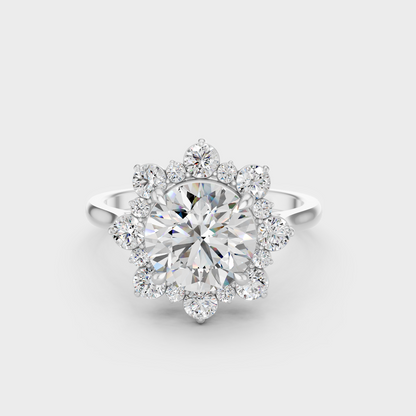 2.66 Ct Round Lab Grown Diamond Halo Ring in