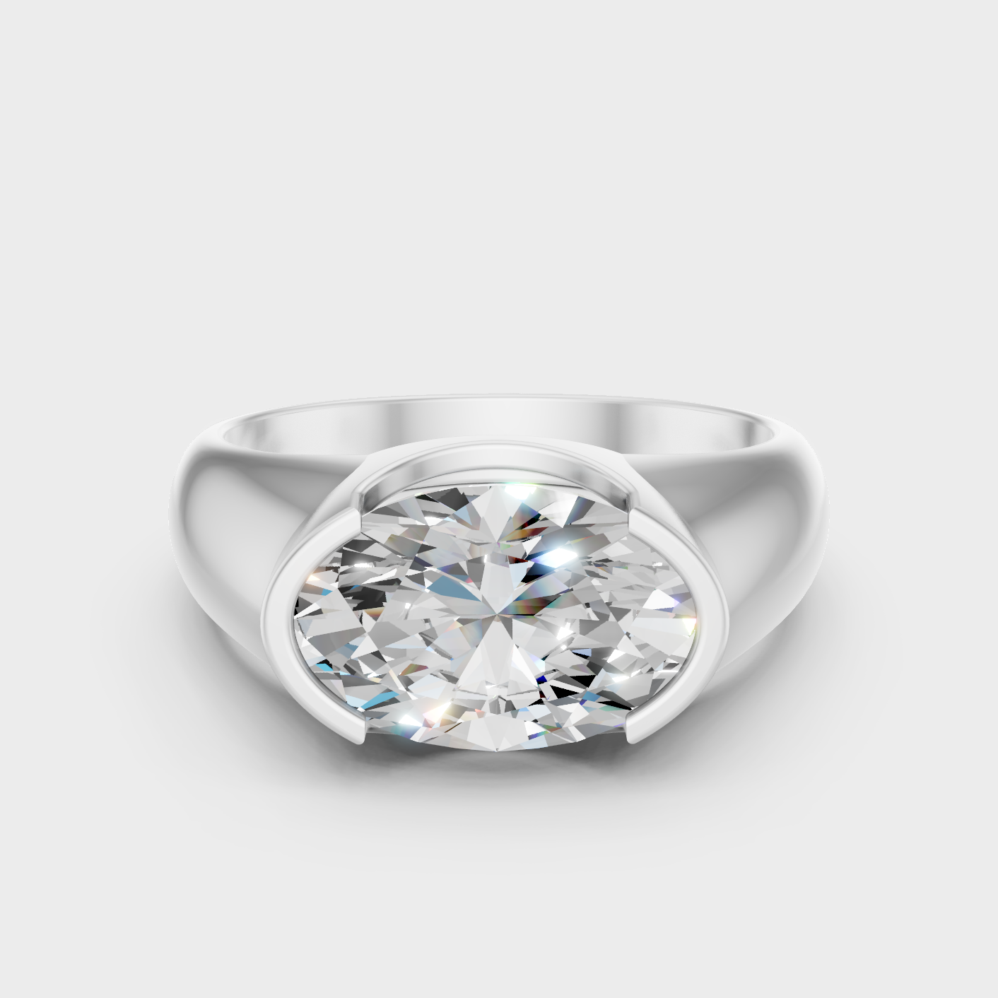 White Gold Oval Engagement Mens Ring 1 To 5 Ct Luxury Lab Grown Diamond