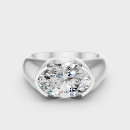 White Gold Oval Engagement Mens Ring 1 To 5 Ct Luxury Lab Grown Diamond