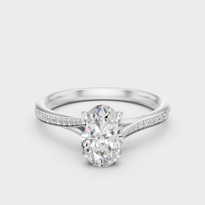 White Gold Oval Engagement Ring With Certified Lab Diamond