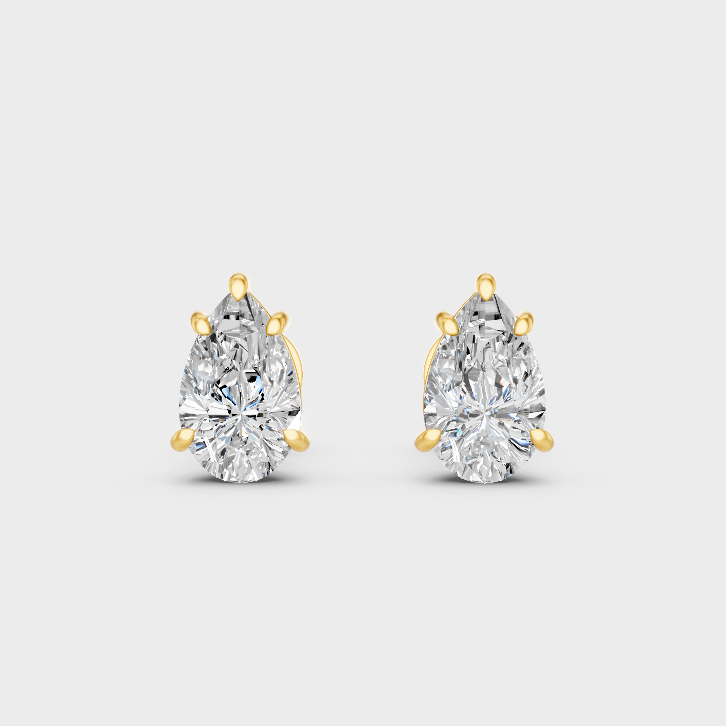 Yellow Gold Pear Diamond Earrings For Anniversary Gift