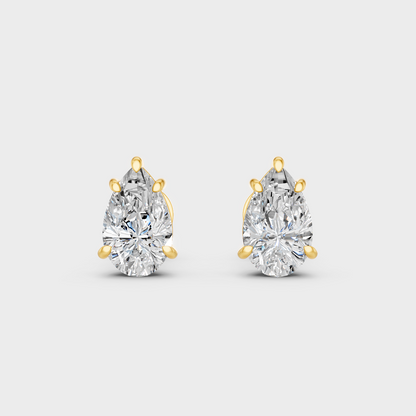 Yellow Gold Pear Diamond Earrings For Anniversary Gift