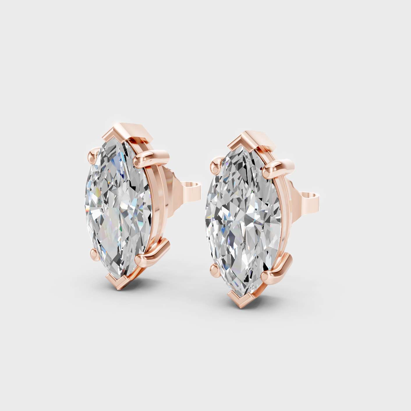 Rose Gold Marquise Diamond Earrings 3.00 Ct Everyday Elegant Jewelry