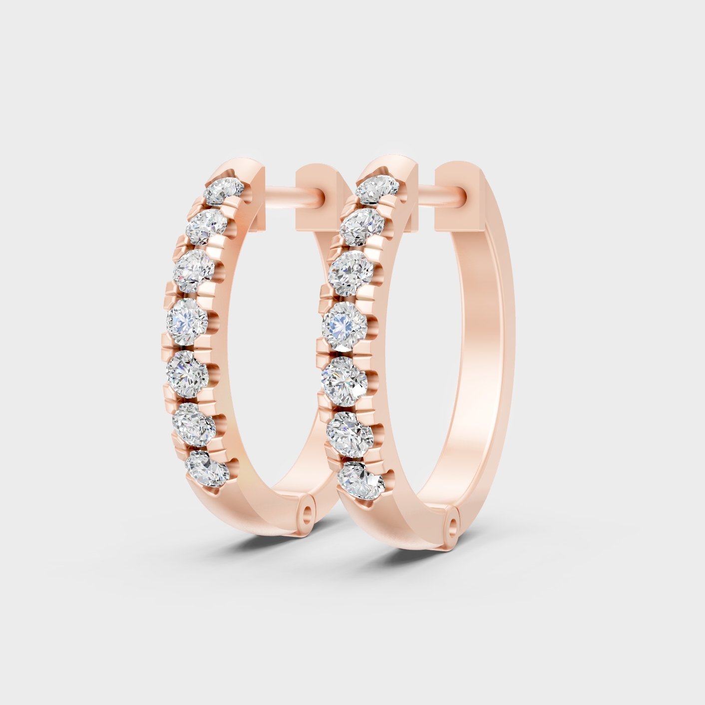 Rose Gold Round Diamond Hoop Earrings 0.11 Ct Each Ethical Lab Grown Jewelry
