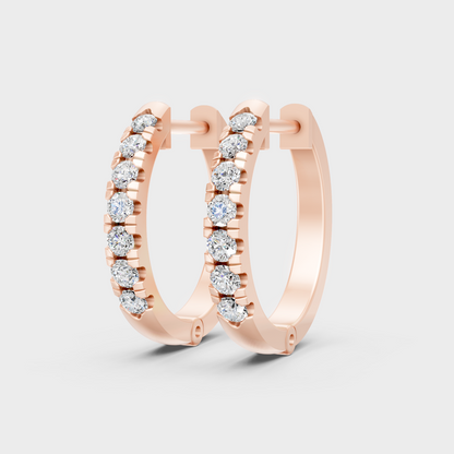Rose Gold Round Diamond Hoop Earrings 0.11 Ct Each Ethical Lab Grown Jewelry