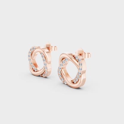 Rose Gold Round Diamond Stud Earrings 0.26 Ct Everyday Elegant Jewelry