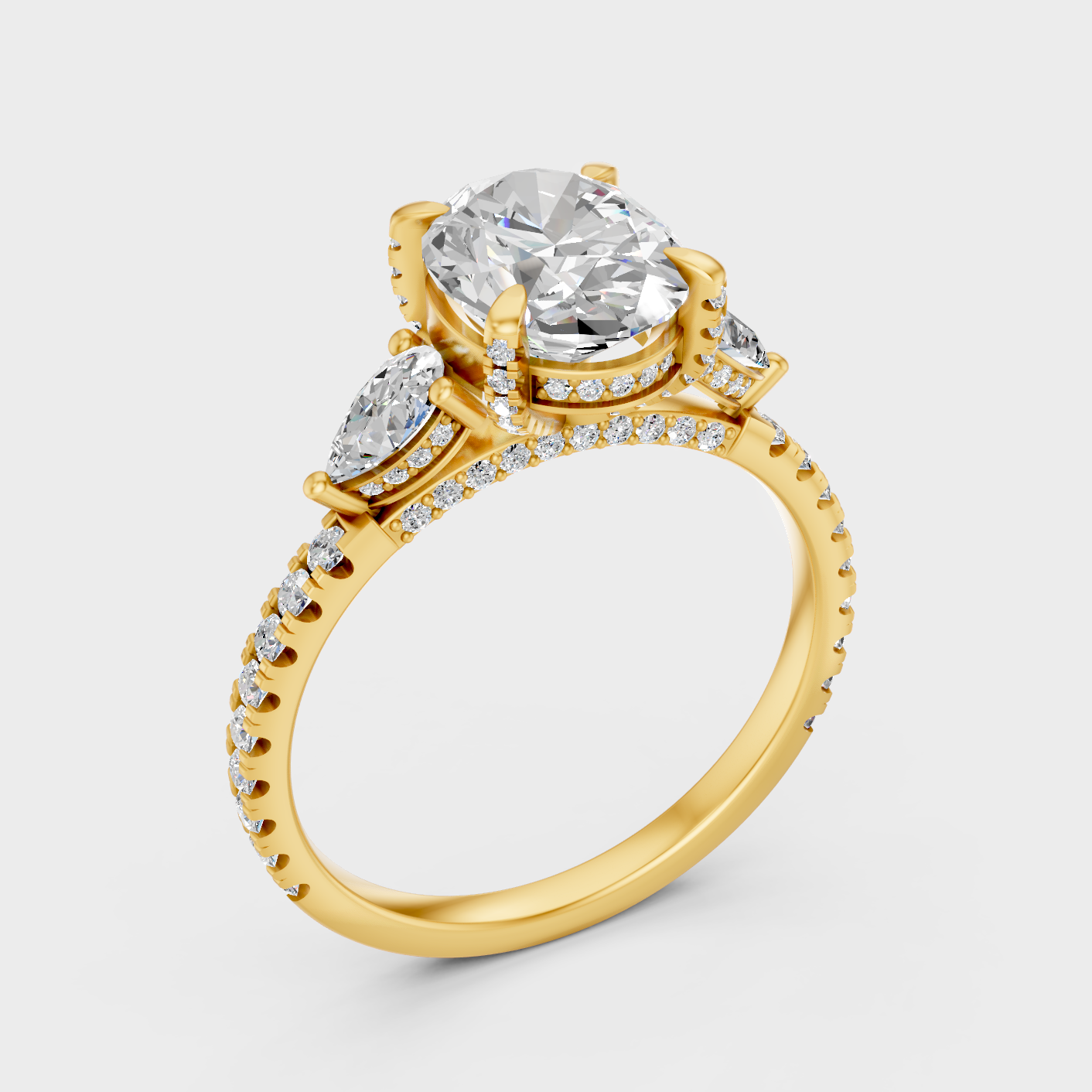 3 Ct Multi Shape Diamond Ring In Yellow Gold Fine Jewelry
