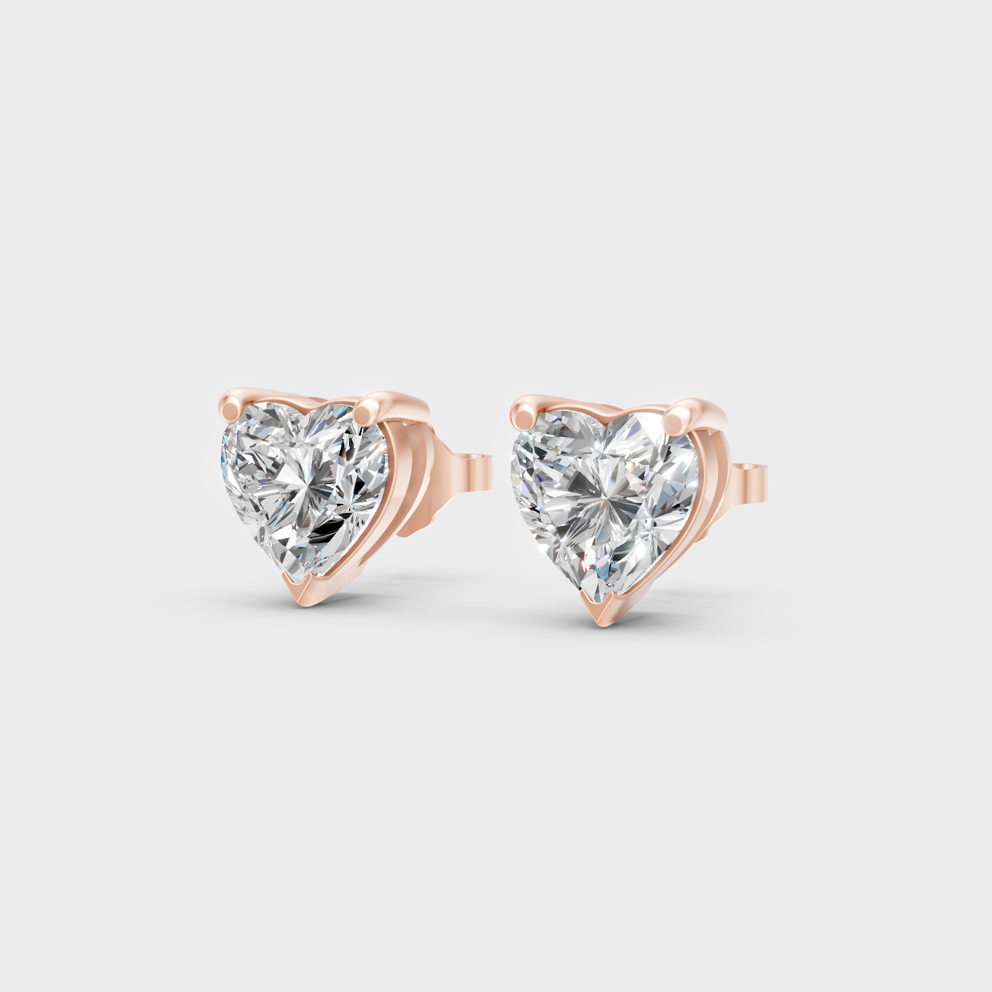 Rose Gold Heart Diamond Earrings 2 To 10 Ct Everyday Elegant Jewelry