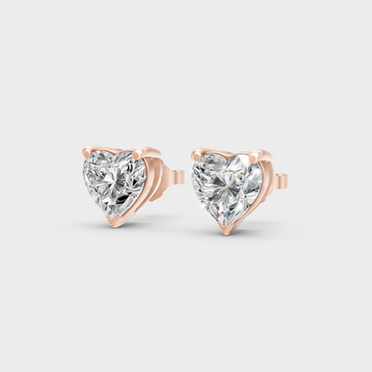 Rose Gold Heart Diamond Earrings 2 To 10 Ct Everyday Elegant Jewelry