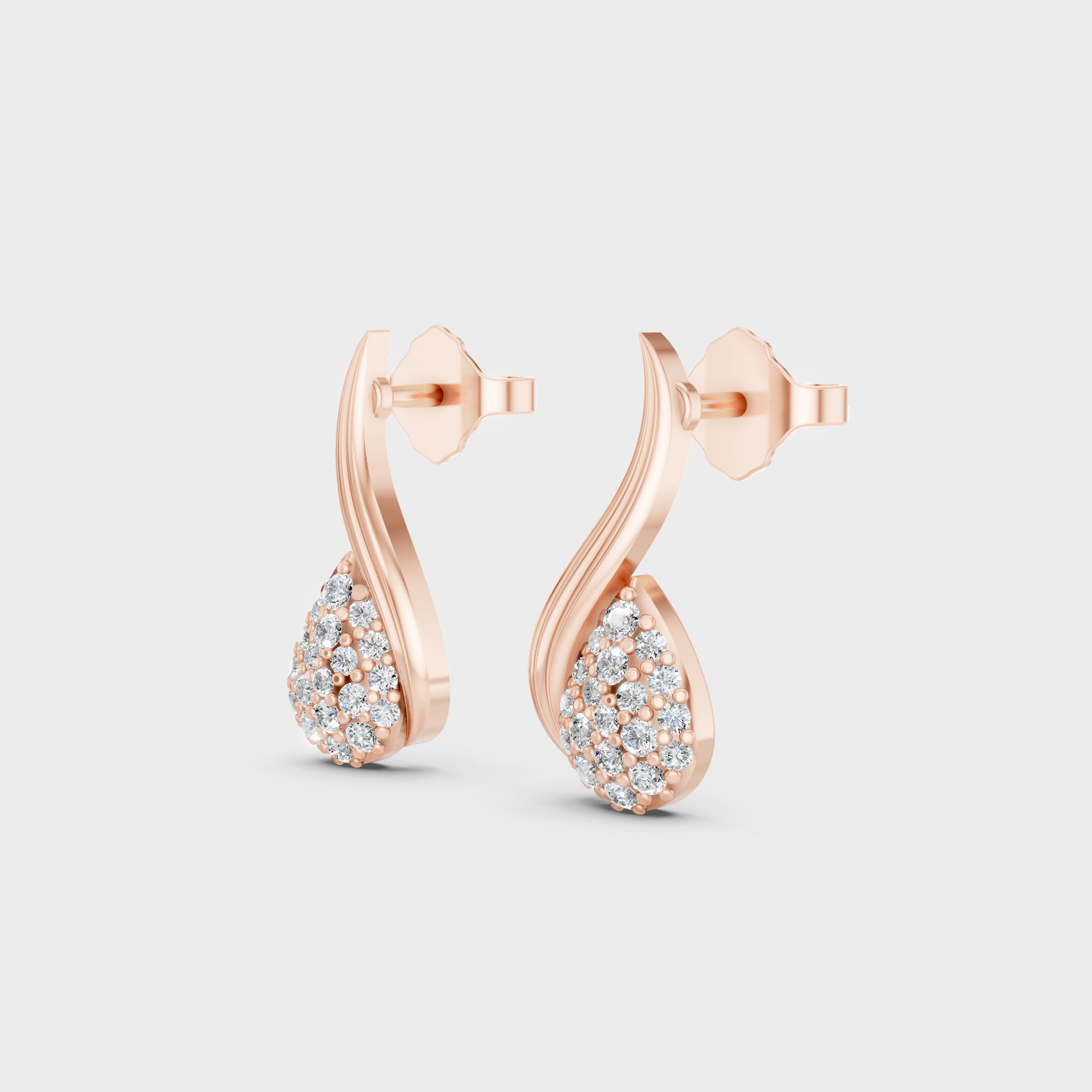 Rose Gold Round Diamond Stud Earrings 0.19 Ct Everyday Elegant Jewelry
